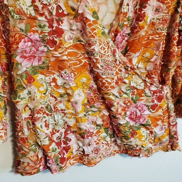 SNO SKINS  Floral V-neck Mock Wrap Exta Large Made in USA - Picture 8 of 16